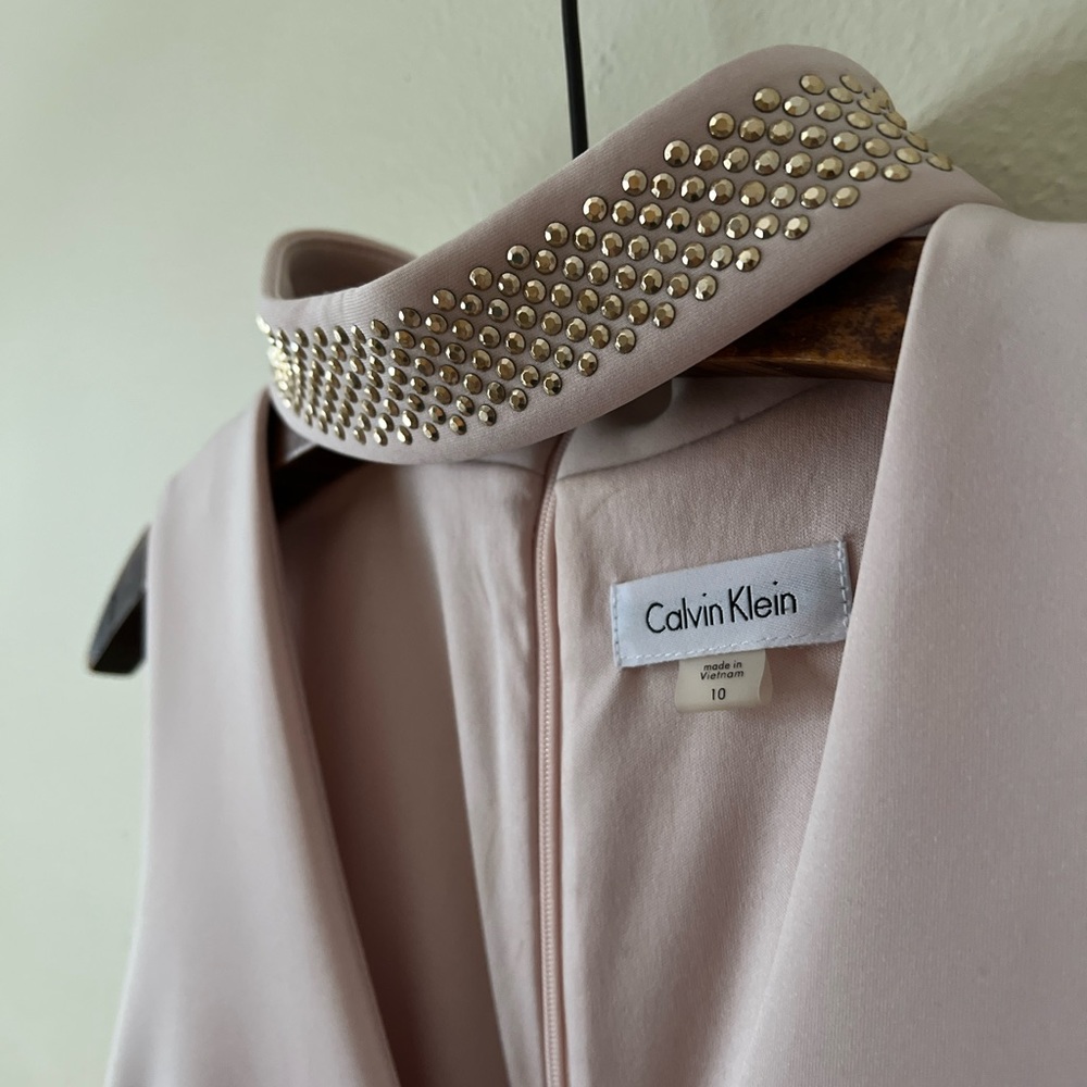 Calvin Klein Pale Pink and Rose-gold Tone Rhinestone Spring Fit and Flare Dress - Picture 4 of 9